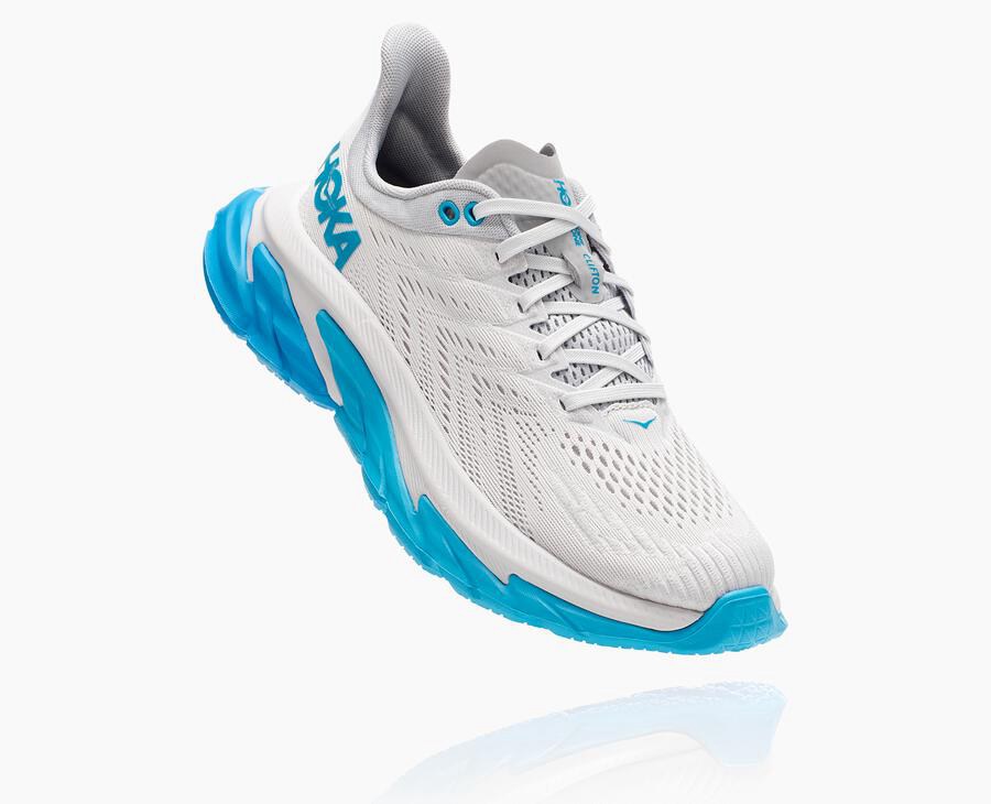 Hoka Australia One One Clifton Edge - Womens Running Shoes White/Blue - CYSGV-0935